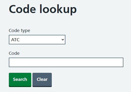 A code lookup with an ATC type.